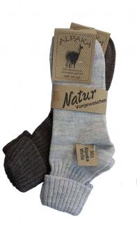 Alpka Socken mit Umschlag Braun-Beige